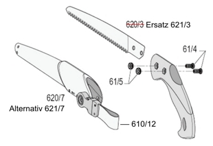 Astsäge Felco 620, Zeichnung der Einzelteile