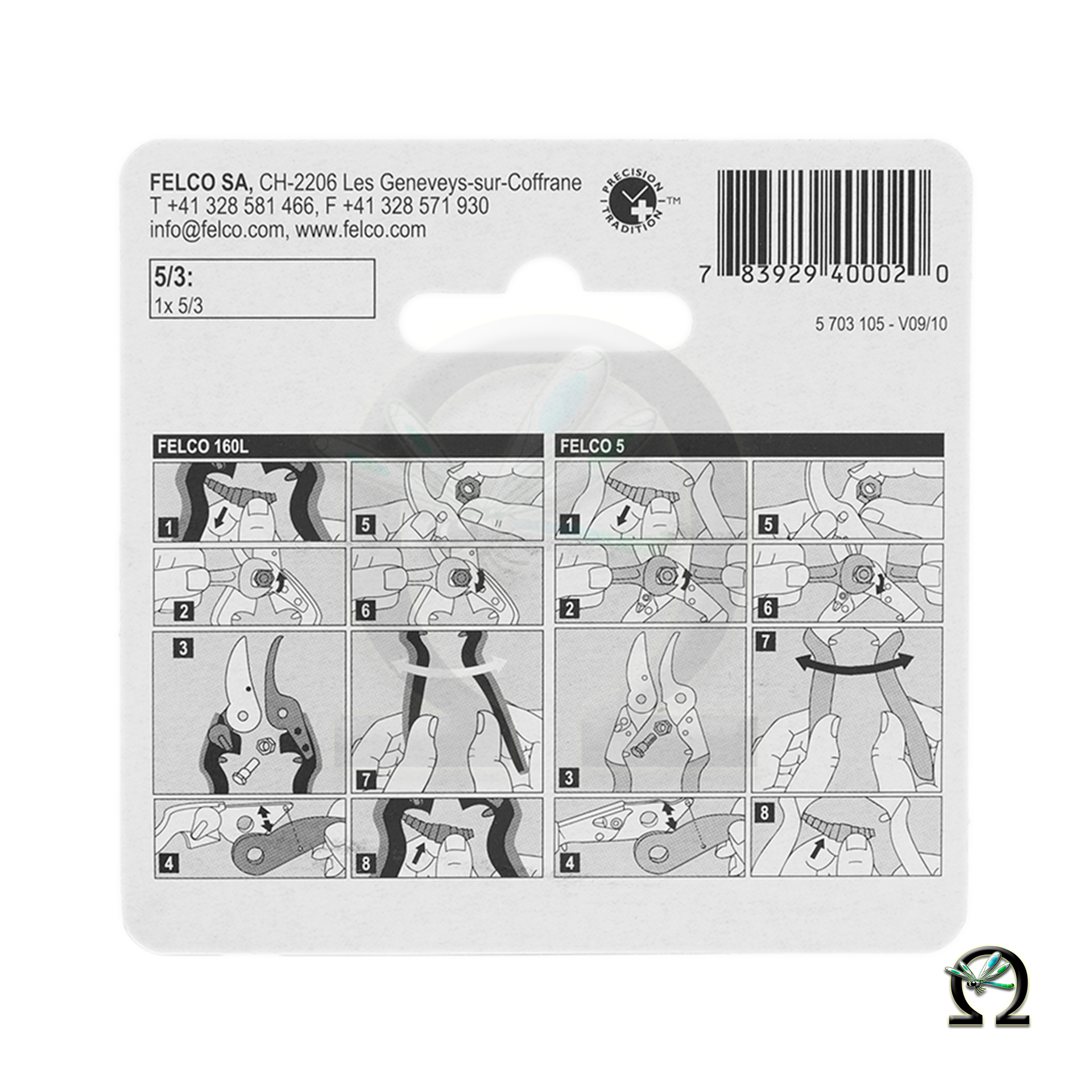 Klinge 5/3 für Gartenscheren, Rückseite der Verpackung