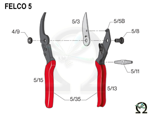 Felco 5, Zeichnung der Einzelteile