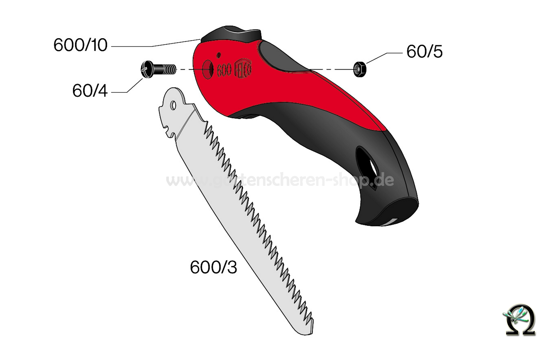 Felco 600, Zeichnung der Einzelteile, Verschlussklinke 600/10 für Felco 600