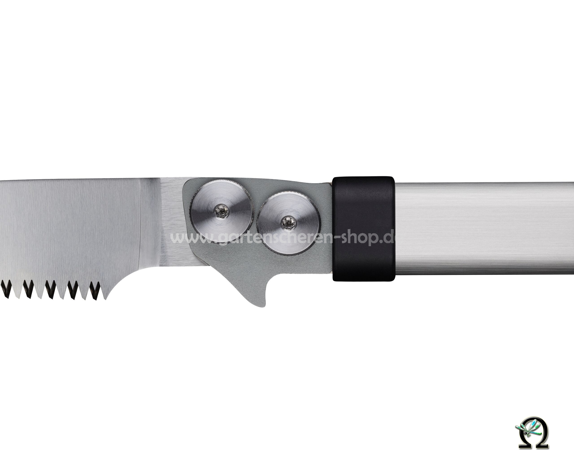 Die Sägeblattverschraubung der Stangensäge FELCO 682 von seitlich gesehen